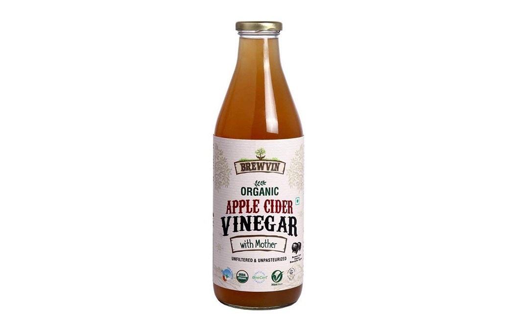 Brewvin Organic Apple Cider Vinegar (with Mother)   Glass Bottle  1 litre